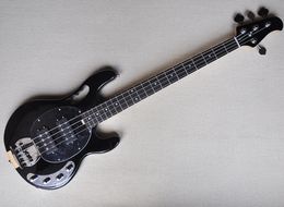 4 Strings Black Neck-thru-body Music Electric Bass Guitar with Rosewood Freboard,Active Pickups,Black Pickguard