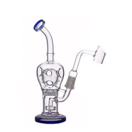 Glass honeycomb Bongs inline matrix Perc Recycler Water Pipes 14.5mm male Fab Egg Dab oil Rig with glass oil burner pipe and banger nail