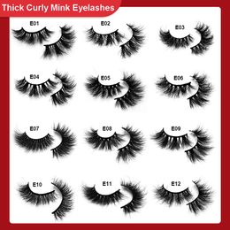 Natural Thick Curly Mink False Eyelashes Crisscross Soft Light Handmade Reusable 3D Fake Lashes Extension Makeup For Eyes Easy To Wear 32 Models Available