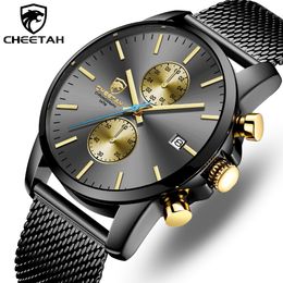 CHEETAH Men Watch Top Luxury Brand Mens Fashion Quartz Watches Stainless Steel Waterproof Chronograph Clock Relogio Masculino 210517