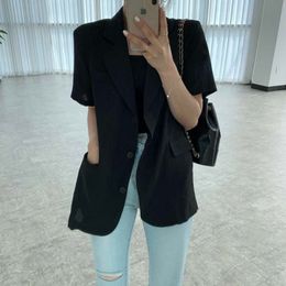 Alien Kitty Summer Solid 2021 Elegant Women Blazers Work Wear Loose All Match Short Sleeves Female Jackets Office Lady Tops X0721