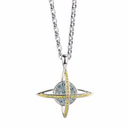 Unisex Stainless Steel Pendant Necklace Hiphop Universe Planet Star CZ Crystal Trendy for Men Women with 60cm Chain