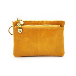 New First Layer Purse Cowhide Short Card Key Case Oil Wax Leather Small Wallet Wholesale Coin Purse