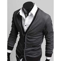 Zogaa Plus Size Cardigan Men Sweater Thin Coat Casual Solid V Neck Pullover Single-breasted Cashmere Sweaters Y0907