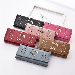 Fashion Laser Hollow Women's Long Wallet Casual Elegant Hasp Square Cluth Wallets