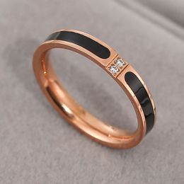 Different Design Fancy Enamelled Hollow Rose Gold Stainless Steel Ring for Women Gift