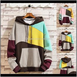 Hoodies & Sweatshirts Mens Clothing Apparel Drop Delivery 2021 Style Hangs Hooded Loose Stitching Tide Trendy Color Matching Couple Winter Sp