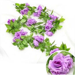 Decorative Flowers & Wreaths Artificial Decor Rose Silk Flower Garland For Wedding Decoration Dried Vines Home Garden