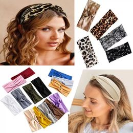 Women Girls Hairband Yoga Sport Hair Bands leopard Cross Hairband Vintage Knot Headband Turban Party Favour