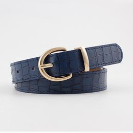 Belts Korean Version Of Crocodile Pattern Gold Buckle Belt Ladies Decorative Pin Jeans Women Fashion