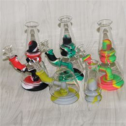 Silicone Bong Water Pipes 7.5 inch Portable Detachable Hookahs Unbreakable Smoking Oil Concentrate Pipe