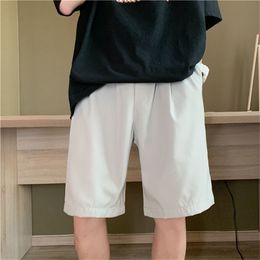 HYBSKR Summer Men's Ice Silk Shorts Quick Drying Male Pants Loose Casual Straight Men Solid Colour Short Trousers For Man 210806