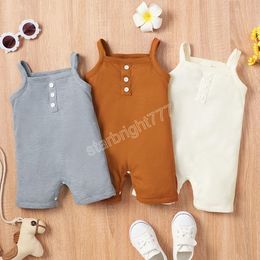 Summer Newborn ribbed Romper Baby Girl Boy strap Bodysuit solid clothes infant toddler Sleeveless Sling Jumpsuit Clothing