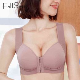 FallSweet Front Closure Bras for Women Plus Size Underwear Seamless Push Up Brassiere Vest Top Sexy Bra 211217