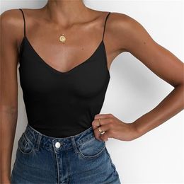 Women Sexy Camisole Vest Casual Easy Sleeveless V-Neck Lady Solid Sports Tight fitting Tank Tops Vest debardeur femme 210407