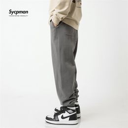 Guardia pesante Nono pantaloni da uomo Pantaloni Casual Sport Sport Sport Autunno Moda Inverno Grigio scuro Nero Elastico Elastico Vita Tether Leggings 211119