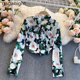 Rose Sweet Women Chiffon Shirt Long Sleeve Bow Collar Fashion Spring Blusas Drop Outwear Tops 210601