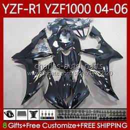 Motorcycle Body For YAMAHA YZF-R1 YZF-1000 YZF R 1 1000 CC 2004-2006 Bodywork 89No.51 YZF R1 1000CC YZFR1 04 05 06 YZF1000 2004 2005 2006 Gloss black OEM Fairings Kit