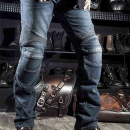 Mens Black Biker Jeans Motocycle Denim Pants Male Stretch Original Trousers Off-road Protection Clothing Xxxxl Plus Size 210723