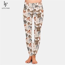 LETSFIND Cute Woodland Animals Printing Plus Size Women Elastic Leggings Fashion High Waist Workout 211221