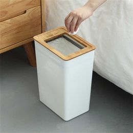 7.5/9L Trash Bin Dustbin Can High Quality PP Wood Waste Home Office Garbage Dust Plastic Storage Bucket 211222