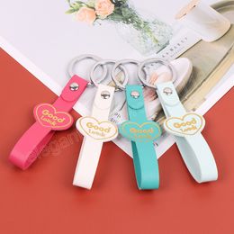 leather ornaments Australia - PU Leather Strip Keychain Heart Shape Faux Leather Waist Chain Key Holder Women Bag Hanging Pendant Ornaments Jewelry Gifts