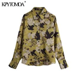 Women Fashion Floral Print Soft Touch Blouses Long Sleeve Button-up Female Shirts Blusas Chic Tops 210420