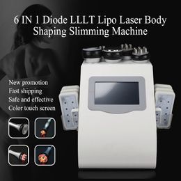 HOTSALE !!! 6 In 1 Cavitation Vacuum Fat Removal Tripolar RF Skin Care 650nm Diode LLLT Lipo Laser Body Shaping Slimming Machine CE