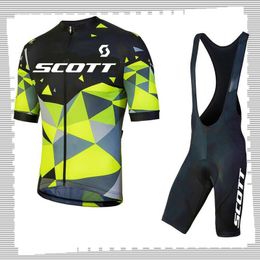 SCOTT team Cycling Short Sleeves jersey (bib) shorts sets Mens Summer Breathable Road bicycle clothing MTB bike Outfits Sports Uniform Y210414111