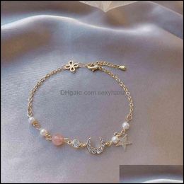 Charm Bracelets Jewellery Bracelet Gold Real Electroplated Diamond Star Moon Drop Delivery 2021 Lqpob