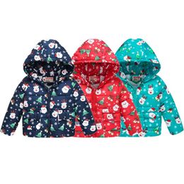 Christmas Little Boys Coat Santa Deer Children Winter Jacket Hoodies Outfits Girls Parkas Fleece outerwear X'mas Costumes 1-6Y 210413