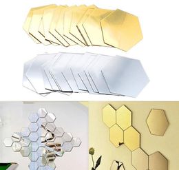 3d Hexagon Acrylic Mirror Wall Stickers Diy Art Decor Stickers Home Decor Living Mirrored Decorative