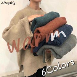 Pullovers Women Oversize Knitted Sweaters Long Sleeve Warm New Autumn Solid Simple Womens Couple Loose Lazy Daily Chic Sweater X0721