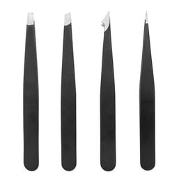 Eyelash Curler Tweezers 4pcs Set - Professional Stainless Steel Tweezer for Eyebrows Plucker Great Precision Facial Hair, Splinter