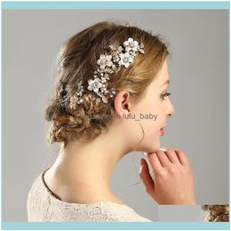 Hair Jewelryhair Clips & Barrettes Gorgeous Combs Crystal Floral Leaf Headband Women Pearl Jewelry Soft Chain Ornaments Bridal Tiara Wedding