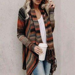 Fashion Women's Sweater Autumn/Winter Mid-length Slim Flow Comb Shawl Knitted 210520