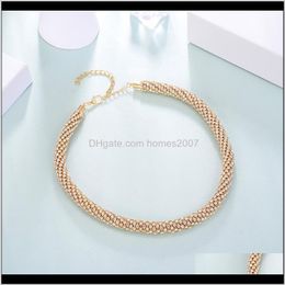 & Pendants Jewelryzircon Statement Necklace For Women Gold Sier Black Colour Copper Necklaces Choker Fashion Wedding Jewellery Bijoux Femme Chok