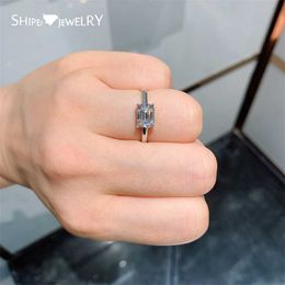 Shipei 925 Sterling Silver Emerald Cut Greated Diamonds Gemstone Wedding Engagement Fine Jewelry White Gold Rings 211217