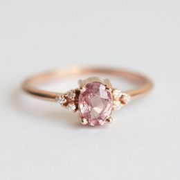 Fashion Cubic Zircon Gemstone Ring Cluster Rose Gold Women Rings Wedding Jewelry Gift