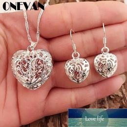 Women Silver Hollow Heart Jewellery Sets Fashion Earrings Necklace Kit Elegant Charm Retro Exquisite Heart Shape Pendant Jewellery Factory price expert design