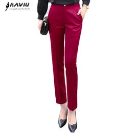 Naviu Fashion Women Trousers Professional Spring High-Waisted Office Ladies Casual Straight Black Cotton Pants 210604