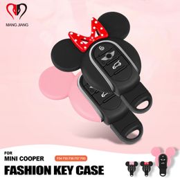 For Mini Cooper F54 F55 F56 F57 F60 Clubman Countryman ABS Fobs Mouse Ear Bow-knot Cute Car Key Case Chain Protector lccessories