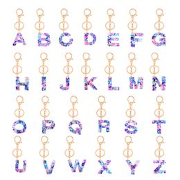Fashion A-Z Letter Keychain Trendy Creative Colorful 26 English Key Rings Initial Resin Handbag Keyring Women Gift
