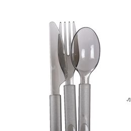 high quality translucent black food grade plastic spoon,extra thick knife and fork,party picnic tableware RRE11053