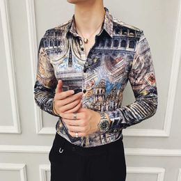 Luxury Velvet Men Shirt Long Sleeve Casual Shirts Autumn And Winter Keep Warm Print Slim Fit Dress Mens Business Shirts Camisa 210527