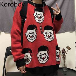 Korobov New Korean Knitted Pullover Outerwear Casual Loose O Neck Long Sleeve Sweater Women Trend Fashion Sueter Mujer 2D623 210430