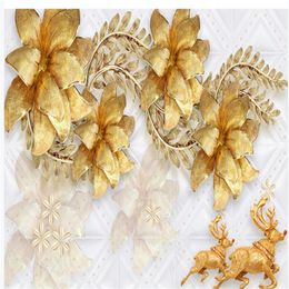 Golden Jewellery flower wallpapers background wall 3d murals wallpaper for living room