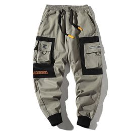 Hip Hop Men Multi-pocket Elastic Waist Design Harem Pant Street Punk Casual Trousers Joggers Male Cargo Pants ABZ51 210715
