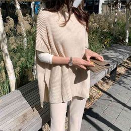 Female Sweater Women Winter Pullover Knitting Overszie Sleeveless Girls Tops Loose Sweaters Knitted Outerwear Thin Sexy 210423