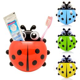 20pcs Ladybug Animal Insect Toothbrush Holder Bathroom Cartoon Toothbrush Toothpaste Wall Suction Holder Rack Container Organiser